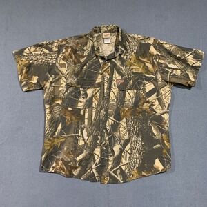 Woolrich Outdoor Guide Collection Mens L‎ Camo Button Up Short Sleeve Shirt